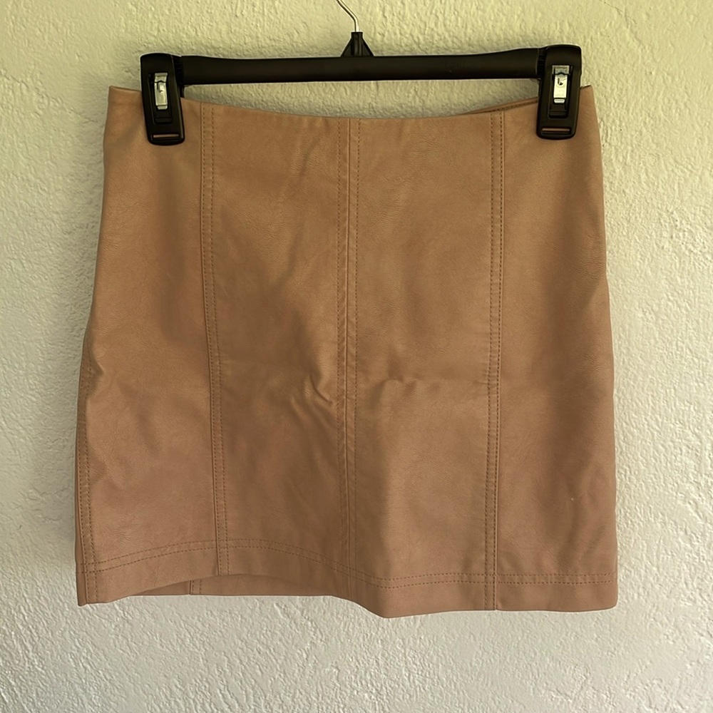 Free People Modern Femme Faux Leather Mini Skirt in Blush Pink Small